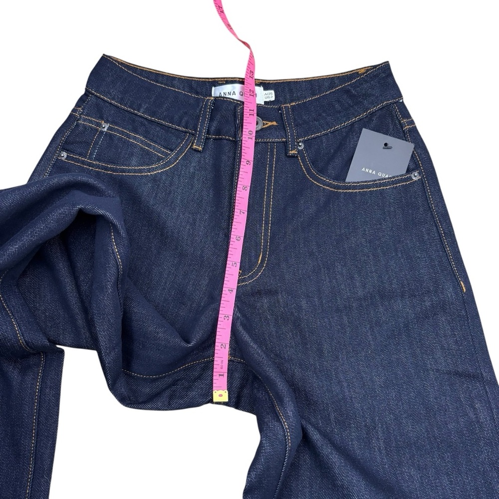 Anna Quan Finn Jeans Dark Indigo Relaxed Straight Leg Cotton Rigid Denim Size 2 - Picture 14 of 16